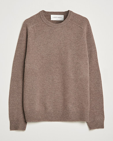 Herre | Contemporary Creators | A Day's March | Brodick Lambswool Sweater Taupe Melange