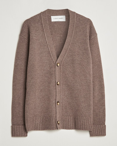 Herre | Business & Beyond | A Day's March | Snag Lambswool Cardigan Taupe Melange