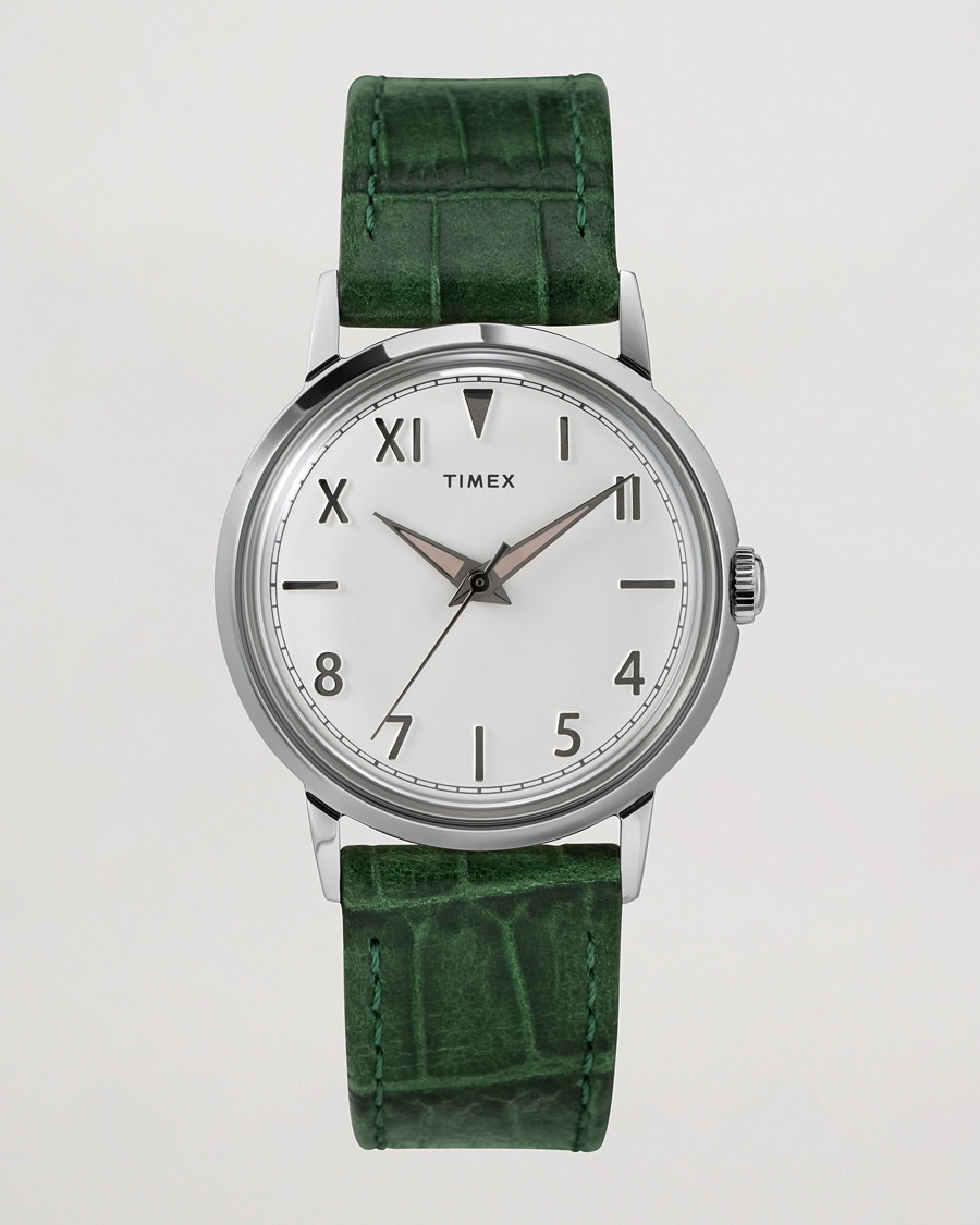 Timex Marlin Hand-Wound 34mm White Dial – Grønn