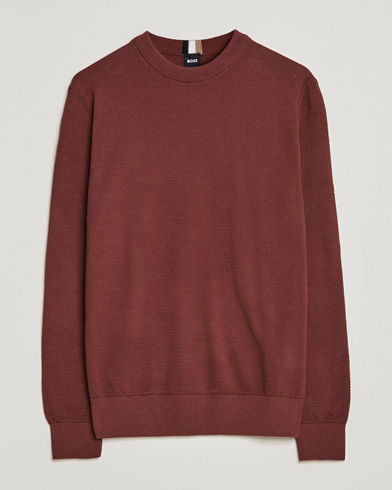 Herre | Nytt i butikken | BOSS | Ecaio Knitted Structured Sweater Medium Brown