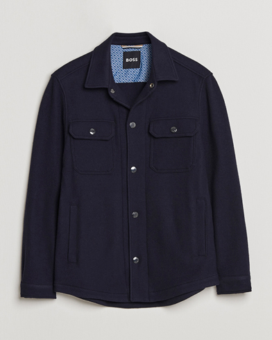 Herre | Overshirts | BOSS BLACK | Carper Wool Overshirt Dark Blue