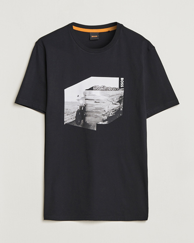 Herre | BOSS ORANGE | BOSS ORANGE | Teglow Photoprint Crew Neck T-Shirt Black