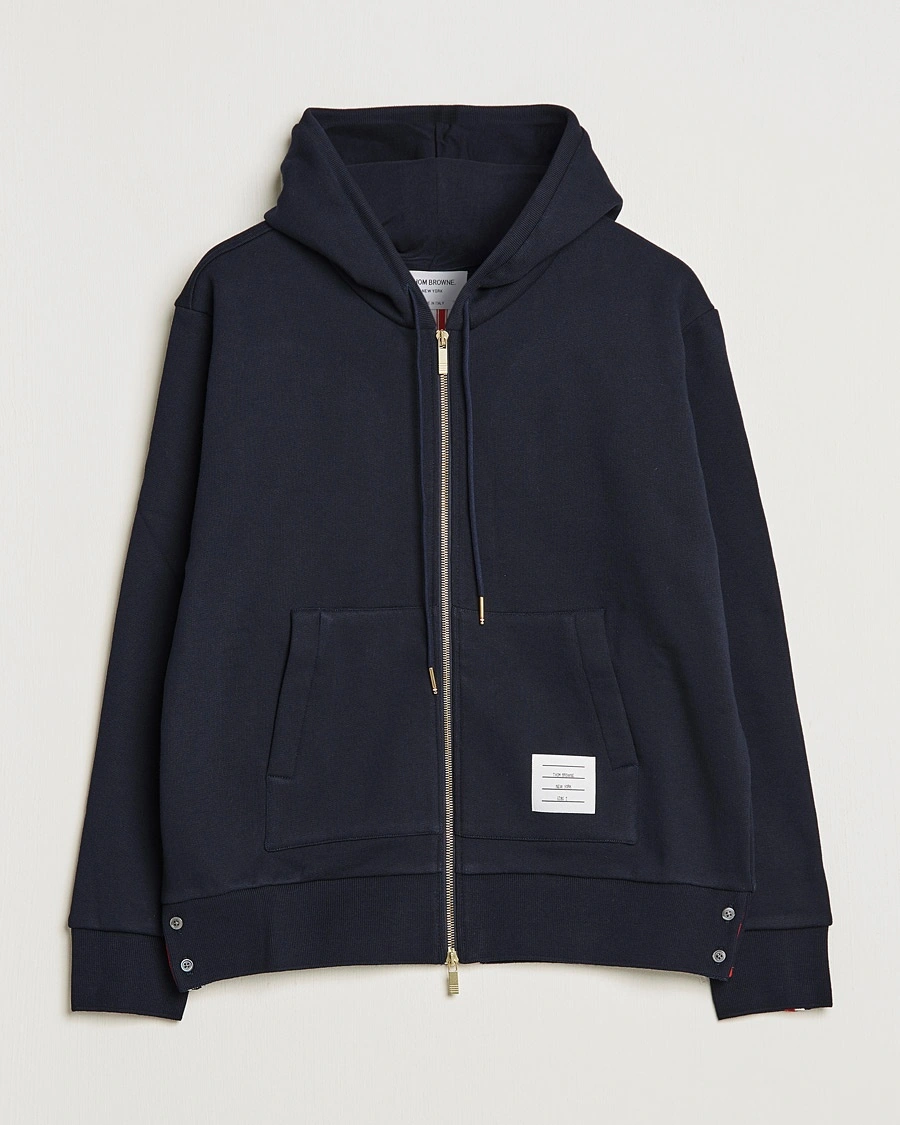 Thom Browne Center Back Full Zip Hoodie Navy – Blå