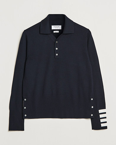 Herre |  | Thom Browne | 4-Bar Merino Wool Knitted Polo Navy