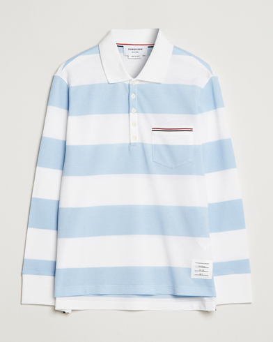 Herre |  | Thom Browne | Rugby Stripe Long Sleeve Polo Light Blue