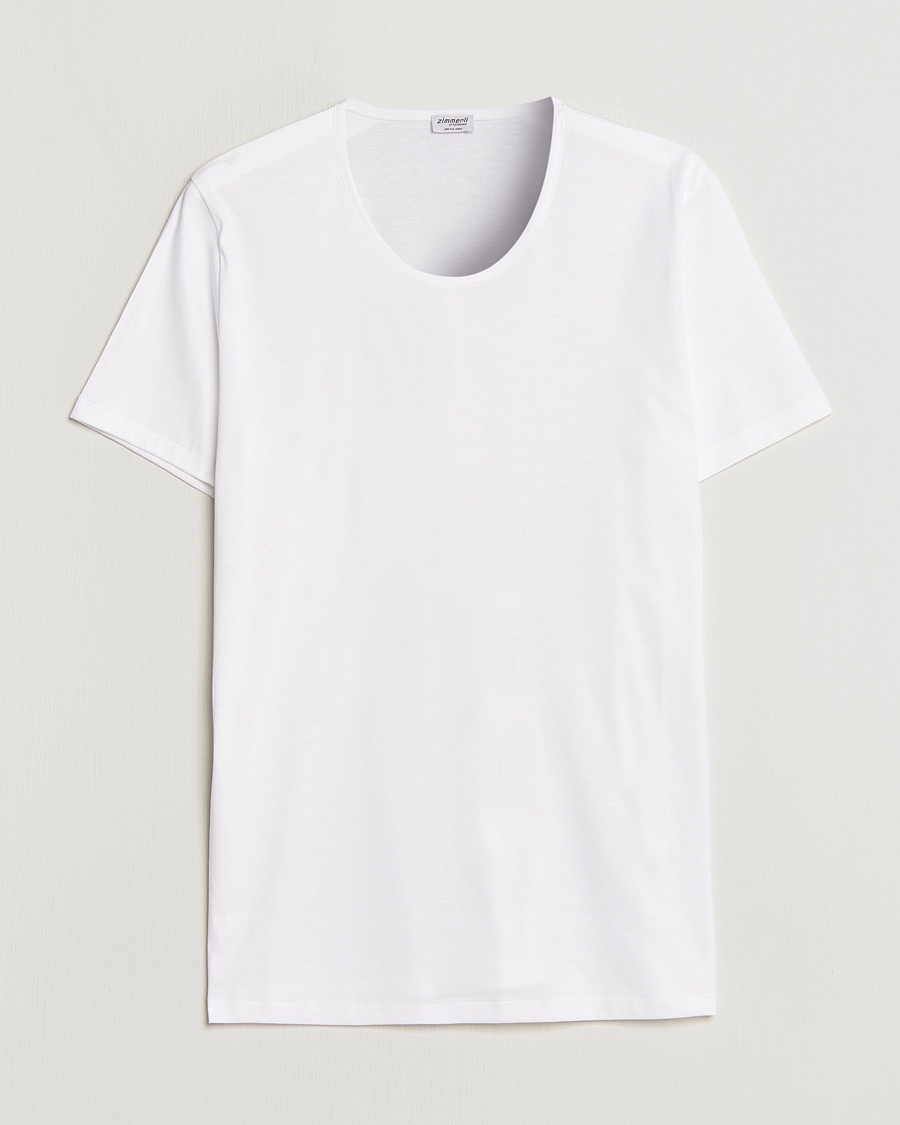 Zimmerli of Switzerland Sea Island Cotton Crew Neck T-Shirt White – Hvit
