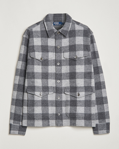 Herre |  | Polo Ralph Lauren | Checked Wool Overshirt Jacket Grey Multi