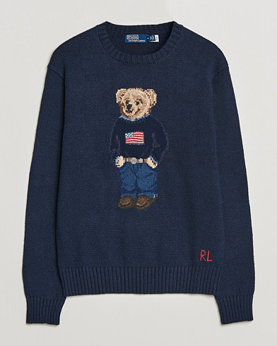 Herre |  | Polo Ralph Lauren | Flag Bear Knitted Sweater Navy