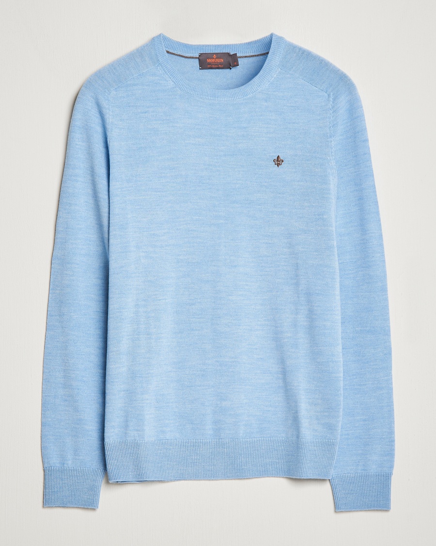 Herre | Morris | Morris | Merino Crew Neck Pullover Light Blue