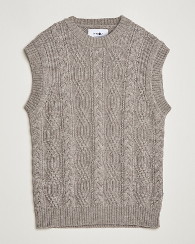 Herre | Business & Beyond | NN07 | Cable Structured Knitted Vest Nature Melange