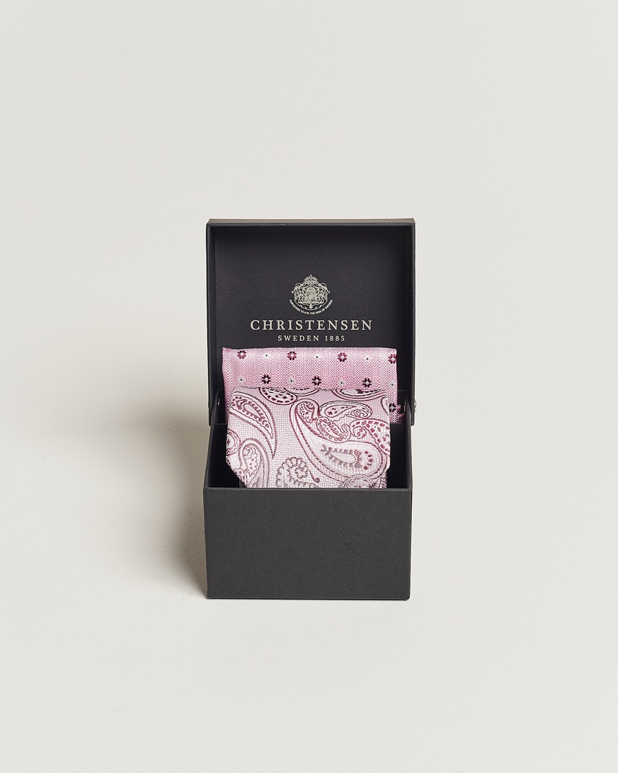 Herre | | Amanda Christensen | Box Set Silk 8cm Tie With Pocket Square Pink