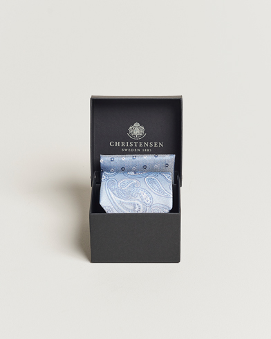 Herre | Amanda Christensen | Amanda Christensen | Box Set Silk 8cm Tie With Pocket Square Blue