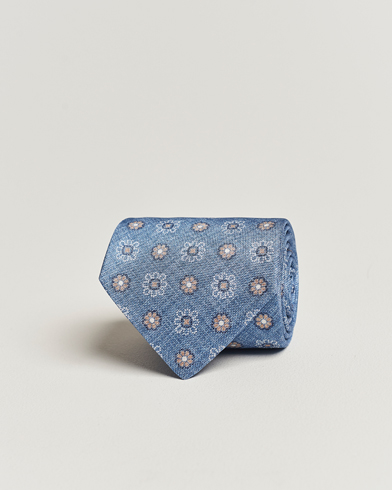 Herre |  | Amanda Christensen | Silk Oxford Printed Flower 8cm Tie Blue