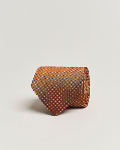Herre |  | Amanda Christensen | Silk Micro Printed 8cm Tie Rust Orange
