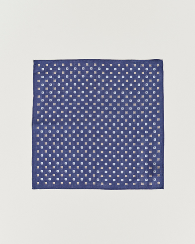 Herre | Lommetørklær | Amanda Christensen | Linen Printed Flower Pocket Square Navy