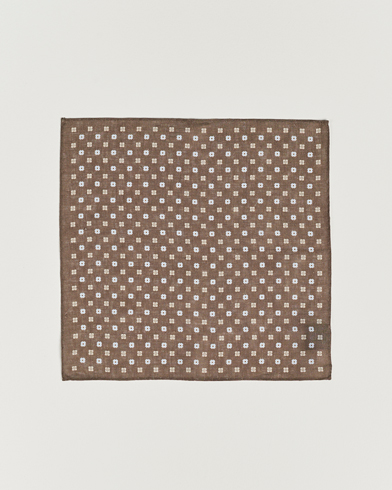Herre | Lommetørklær | Amanda Christensen | Linen Printed Flower Pocket Square Brown