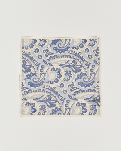 Herre |  | Amanda Christensen | Linen Printed Large Paisley Pocket Square Cream