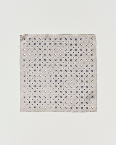 Herre |  | Amanda Christensen | Silk Oxford Printed Flower Porcket Square Cream