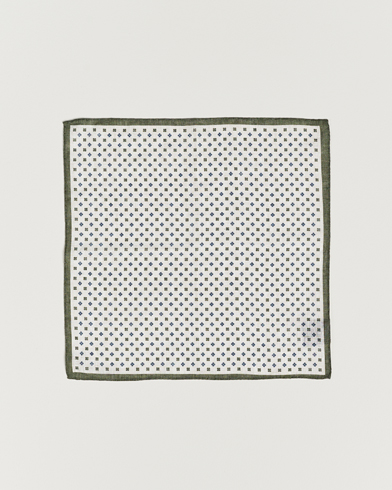 Herre |  | Amanda Christensen | Linen Paspoal Printed Flower Pocket Square White/Green