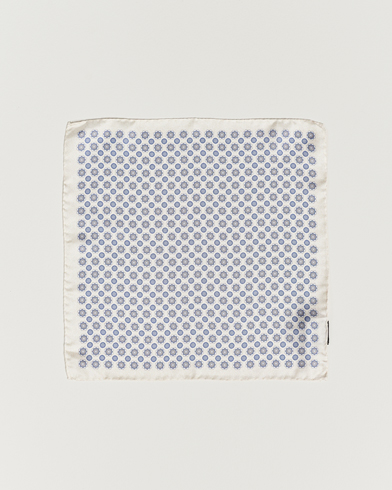 Herre |  | Amanda Christensen | Silk Twill Printed Medallion Pocket Square White
