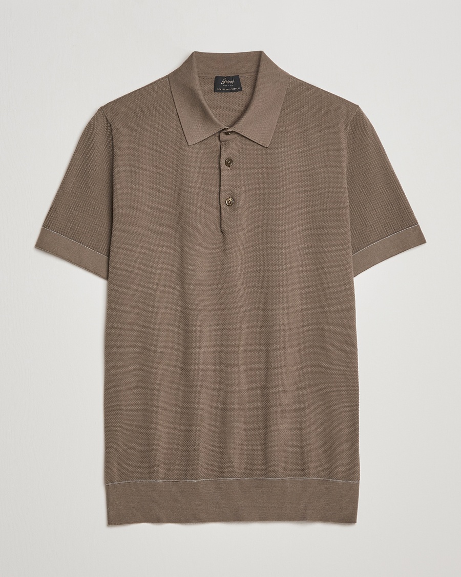 Herre | | Brioni | Sea Island Knit Polo Olive