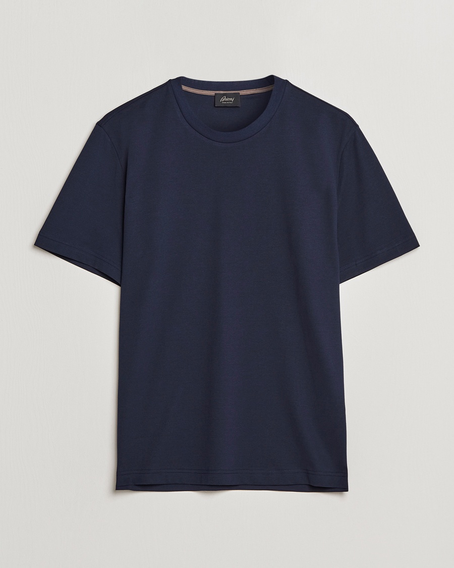 Herre | | Brioni | Short Sleeve Cotton T-Shirt Navy
