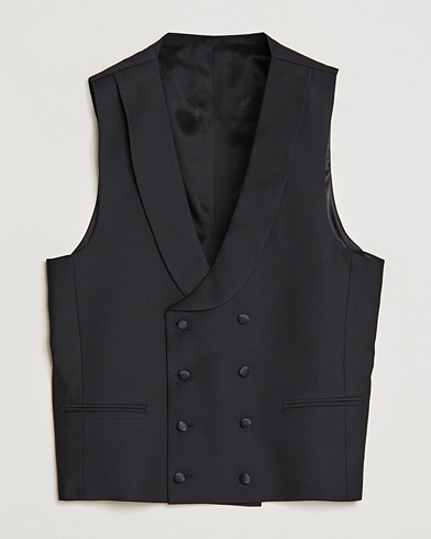Herre | Vester | Oscar Jacobson | Hale Wool Tuxedo Waistcoat Black