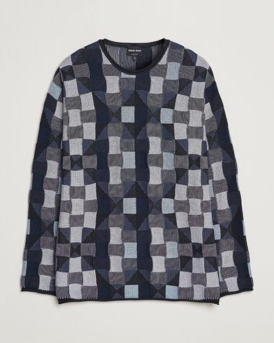 Herre |  | Giorgio Armani | Geometrical Patchwork Sweater Navy/White