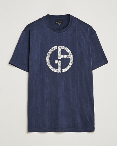 Herre | Giorgio Armani | Giorgio Armani | Cupro Logo T-Shirt Navy