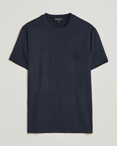 Herre | Giorgio Armani | Giorgio Armani | Embroidered Logo T-Shirt Navy