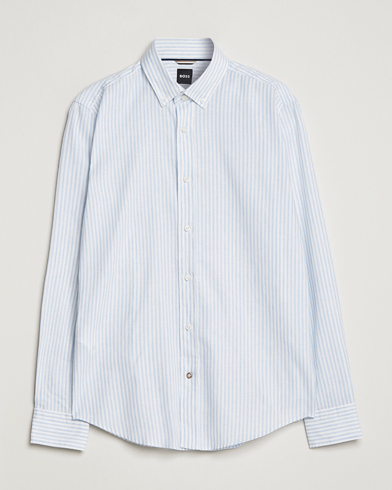 Herre | BOSS | BOSS | Hal Cotton/Linen Striped Shirt Pastel Blue