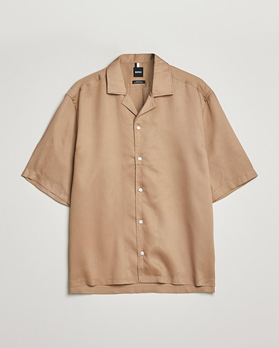 Herre | Kortermede skjorter | BOSS BLACK | Lars Resort Collar Short Sleeve Medium Beige