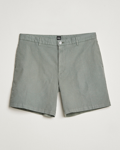 Herre | Chinosshorts | BOSS BLACK | Karlos Cotton/Linen Shorts Open Green