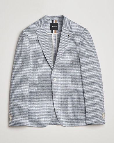 Herre | Dressjakker | BOSS BLACK | Hanry Linen/Cotton Structured Blazer Open Blue