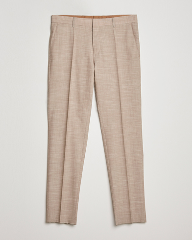 Genius Wool/Cotton Pleated Trousers Light Beige