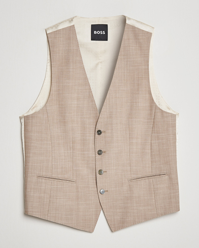 Herre | Vester | BOSS BLACK | Huge Wool/Cotton Vest Light Beige