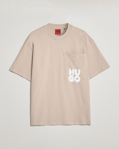 Herre |  | HUGO | Dampato Logo Pocket Crew Neck T-Shirt Light Beige