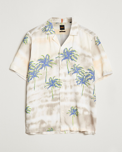 Herre | Kortermede skjorter | BOSS ORANGE | Rayer Resort Collar Printed Short Sleeve Shirt Bei