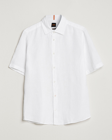 Herre | Kortermede skjorter | BOSS Casual | Rash Linen Short Sleeve Shirt White