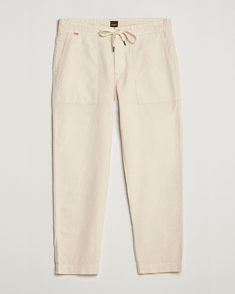 Herre | | BOSS ORANGE | Sisla Cotton/Linen Drawstring Pants Light Beige