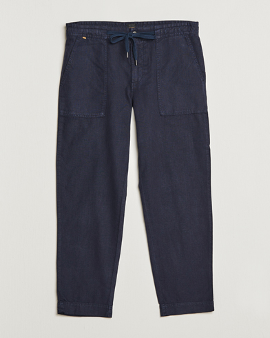 Herre |  | BOSS ORANGE | Sisla Cotton/Linen Drawstring Pants Dark Blue