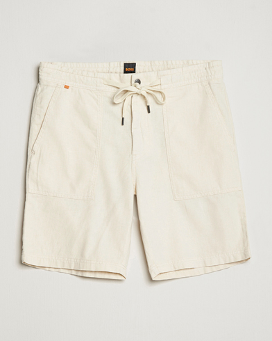 Herre | BOSS ORANGE | BOSS ORANGE | Sisla Cotton/Linen Drawstring Shorts Light Beige