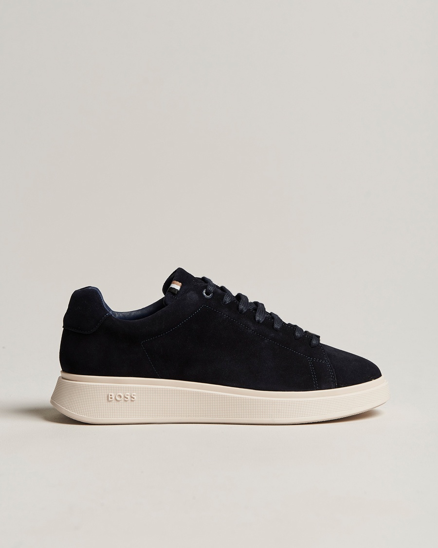 Herre | | BOSS BLACK | Bulton Suede Sneaker Dark Blue