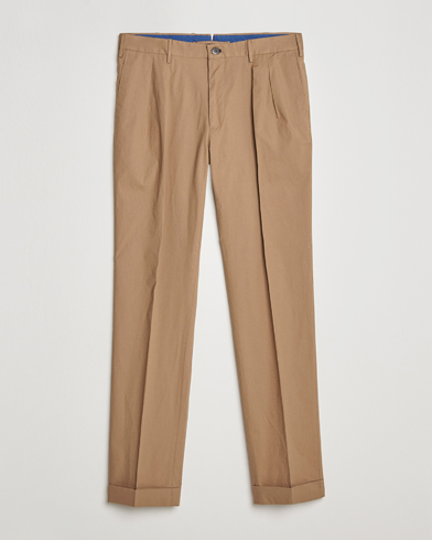 Herre |  | Incotex | Carrot Fit Popelino Lightweight Cotton Trousers Khaki