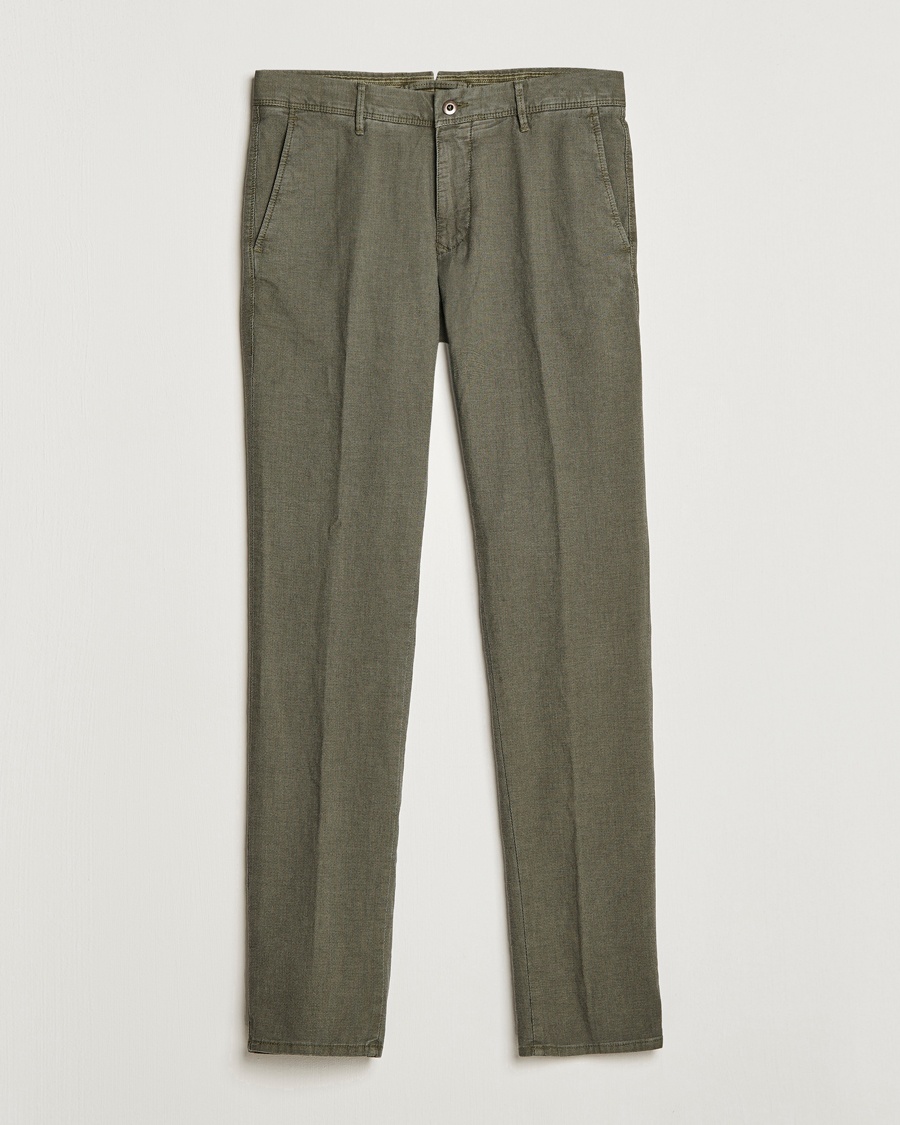 Herre | | Incotex | Slim Fit Overdyed Pattern Slacks Dark Green