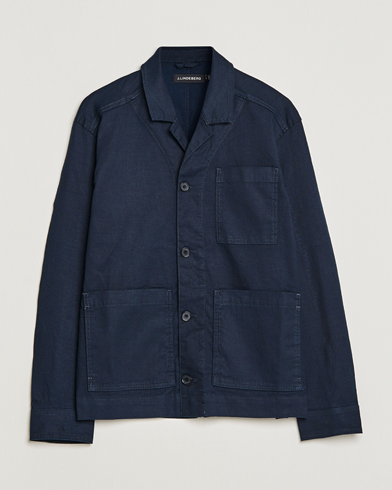 Herre | Skjortejakke | J.Lindeberg | Errol Linen/Cotton Workwear Overshirt Navy