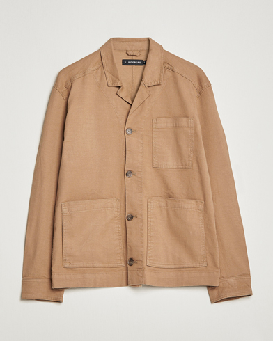 Herre | Skjortejakke | J.Lindeberg | Errol Linen/Cotton Workwear Overshirt Tiger Brown
