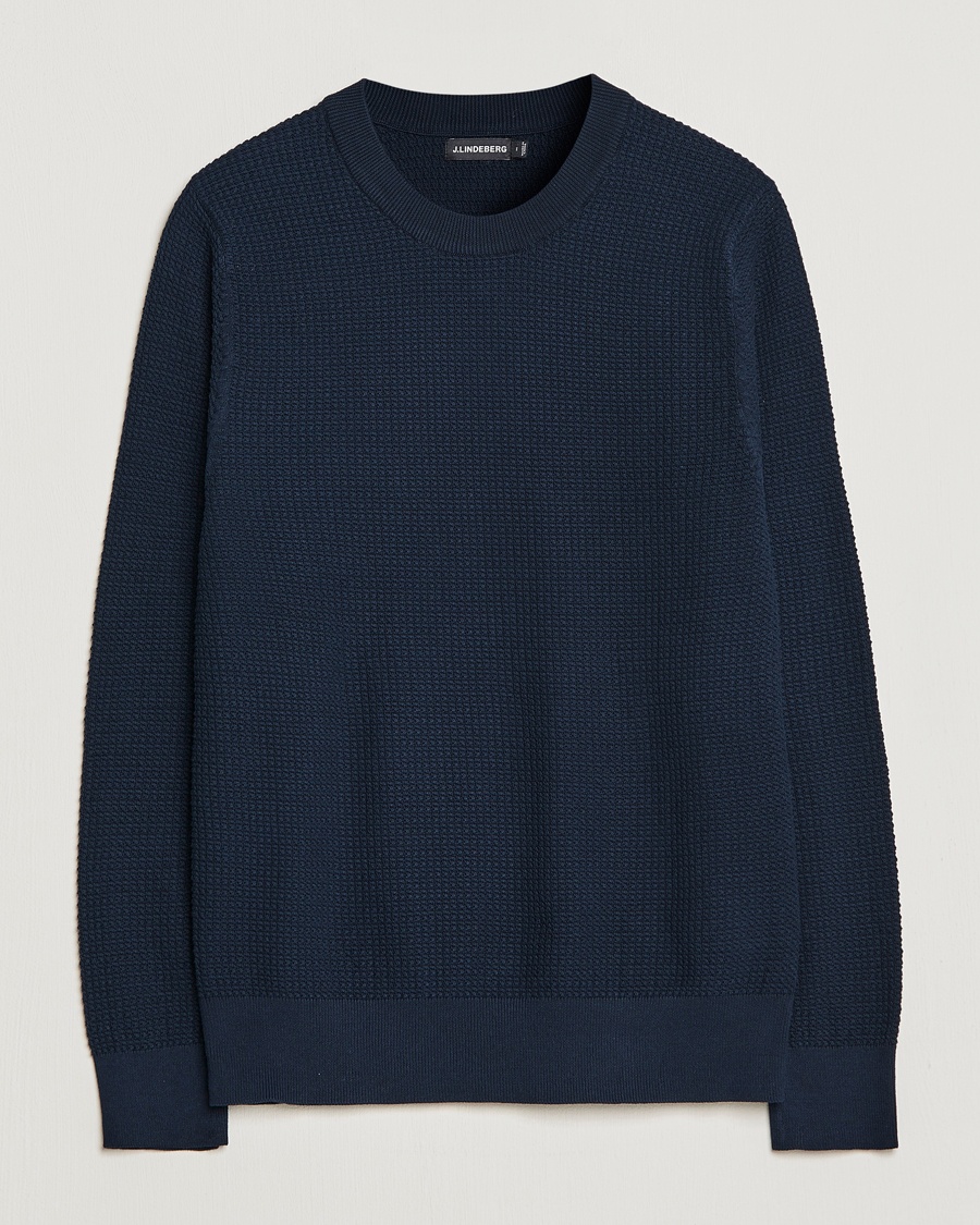 Herre | | J.Lindeberg | Arthur Structure Organic Cotton Crew Neck Navy