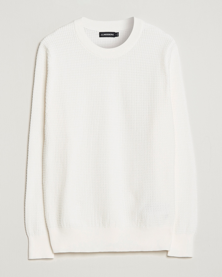 Herre | | J.Lindeberg | Arthur Structure Organic Cotton Crew Neck Cloud White