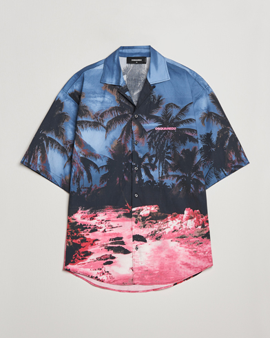 Herre | Kortermede skjorter | Dsquared2 | Palm Tree Bowling Shirt Purple